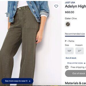 Just USA - Adelyn High Ride Wide Leg Jean, size 10P